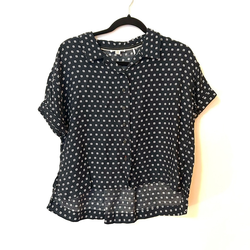Toad&Co Navy Patterned Short Sleeve Blouse